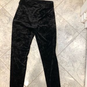 Black velvet leggings
